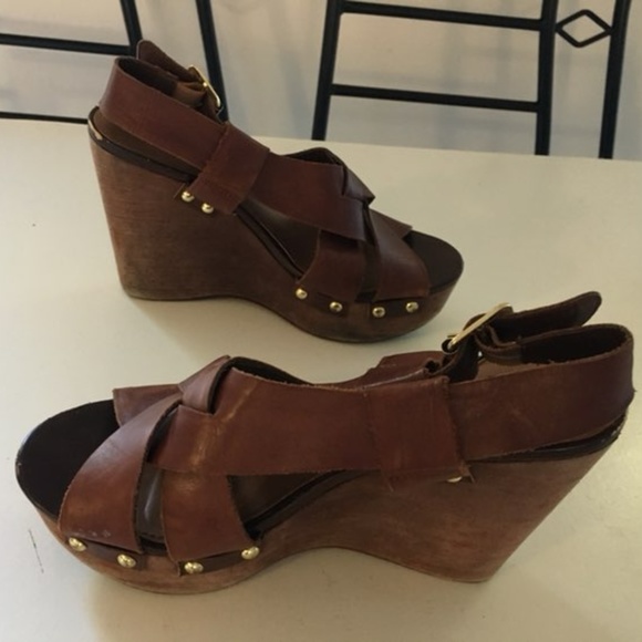 Cathy jean leather wedges size 7 - Picture 3 of 3